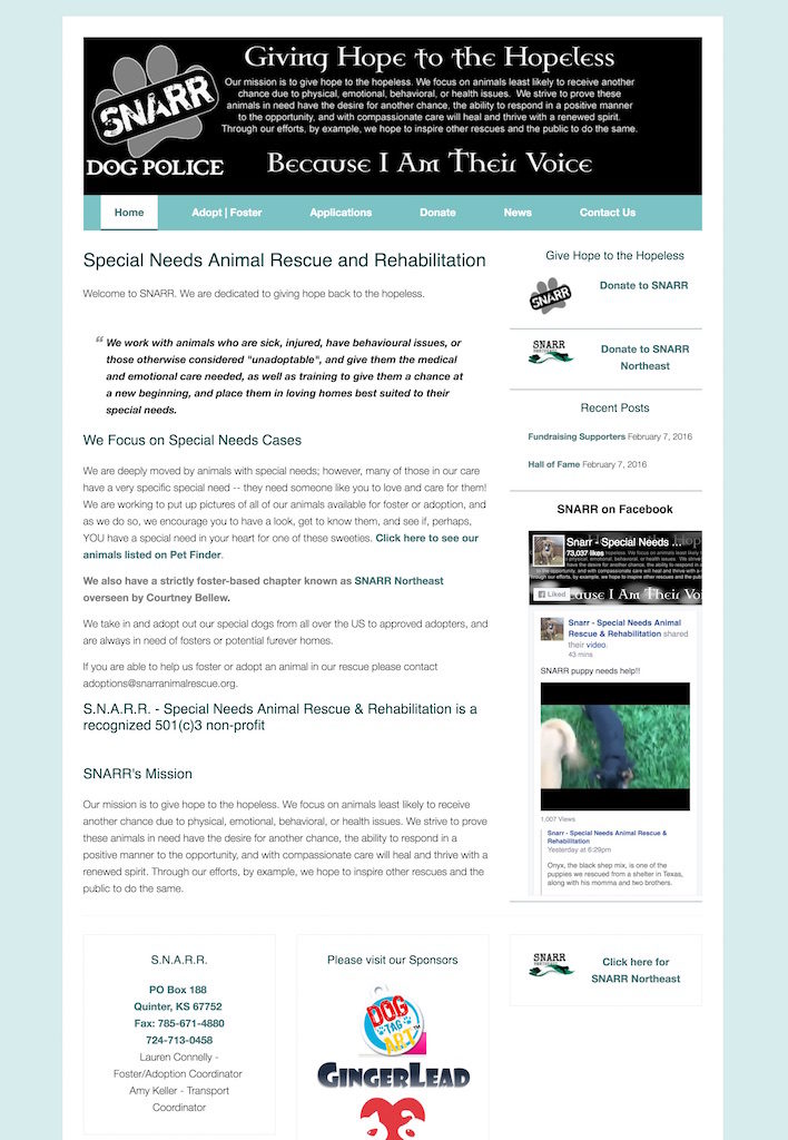SNARR Animal Rescue WordPress Site SNARR Animal Rescue WordPress Site screenshot