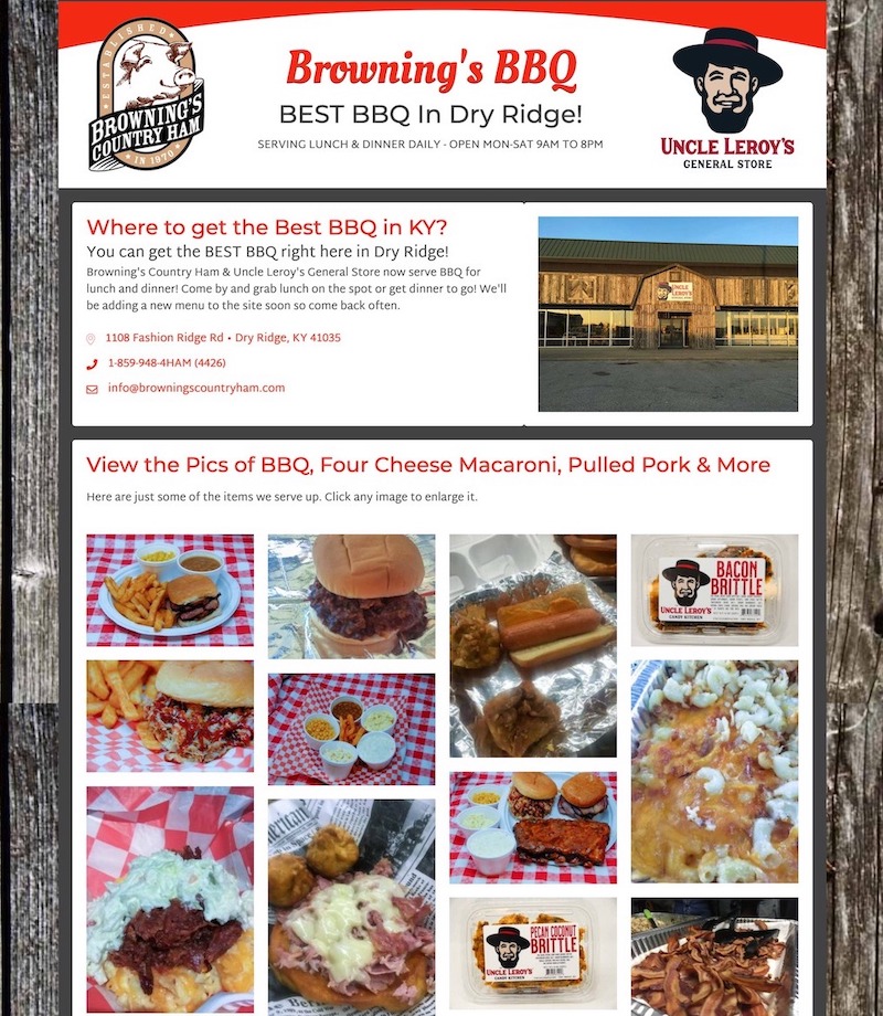 Brownings BBQ website