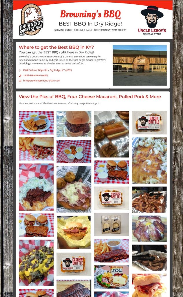 Brownings BBQ website