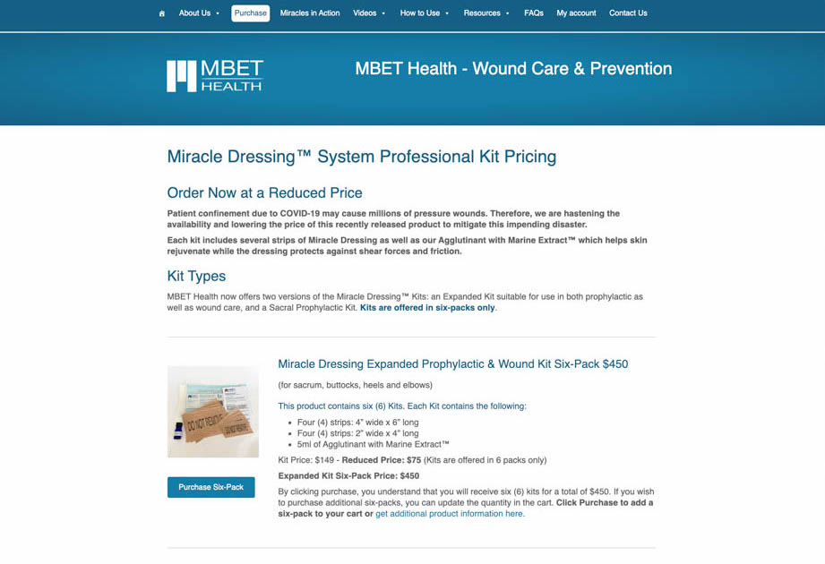 screenshot of MBET Health website by Bolddogge Interactive