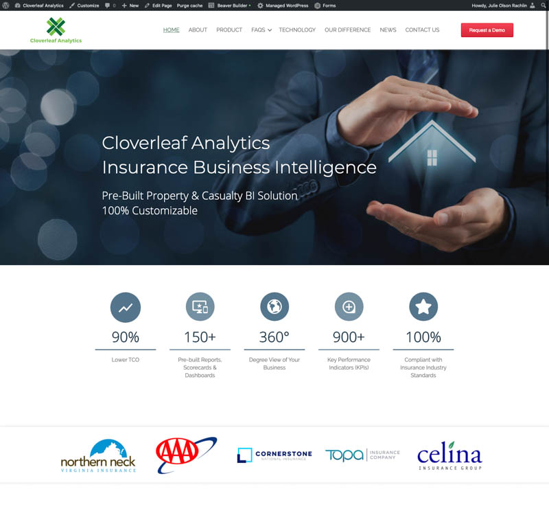 Cloverleaf Analytics WordPress Site screenshot