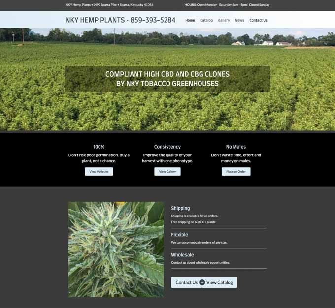 screenshot of NKY Hemp Plants website by Bolddogge Interactive