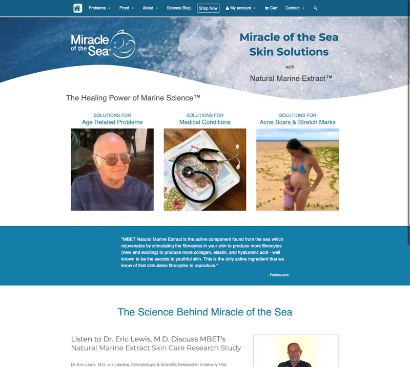 Miracle of the Sea WordPress Ecommerce Site screenshot