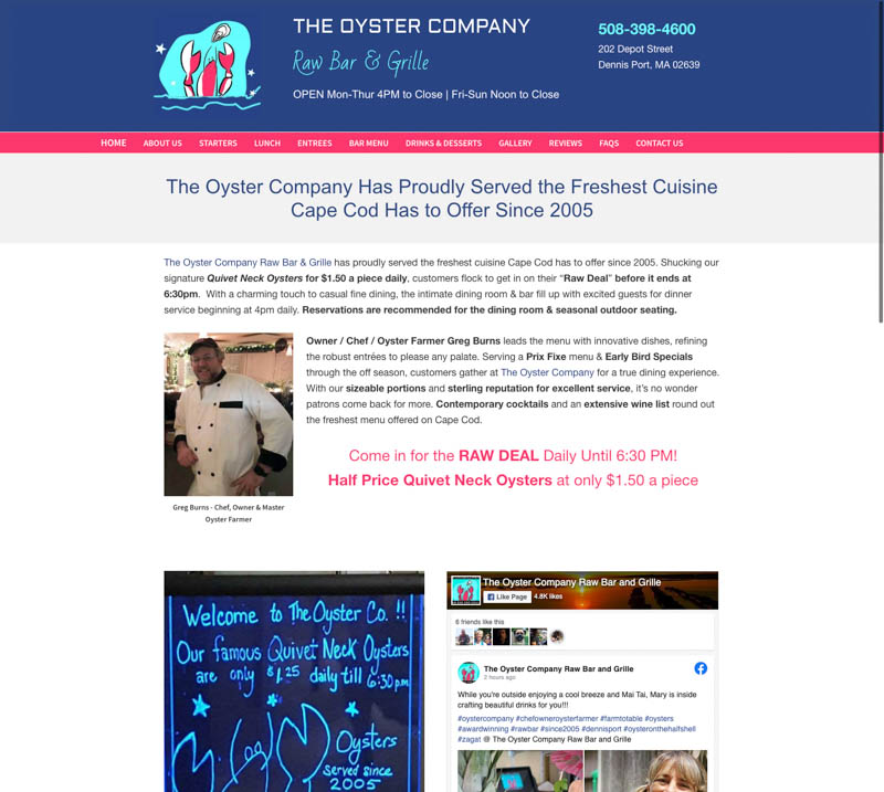 The Oyster Company WordPress Site screenshot