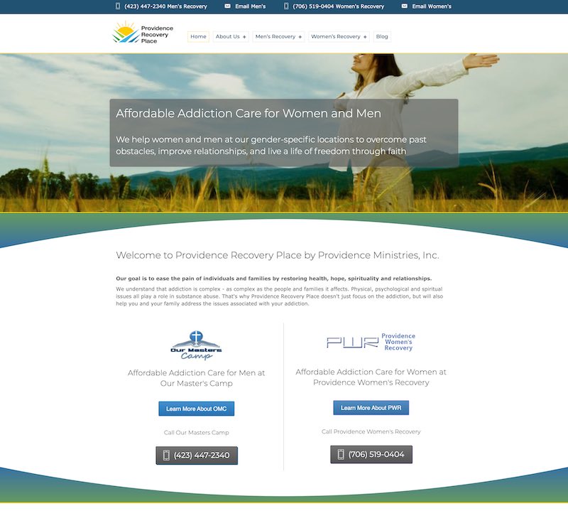 Providence Recovery Place WordPress Website screenshot